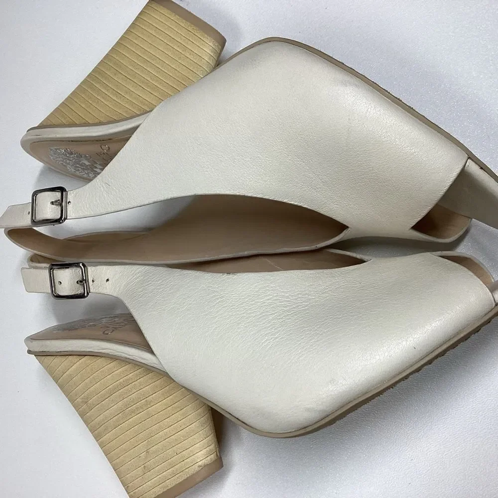 Vince camuto Ivory Cream drenal peep toe sling back sandal size 9.5 - Picture 4 of 10